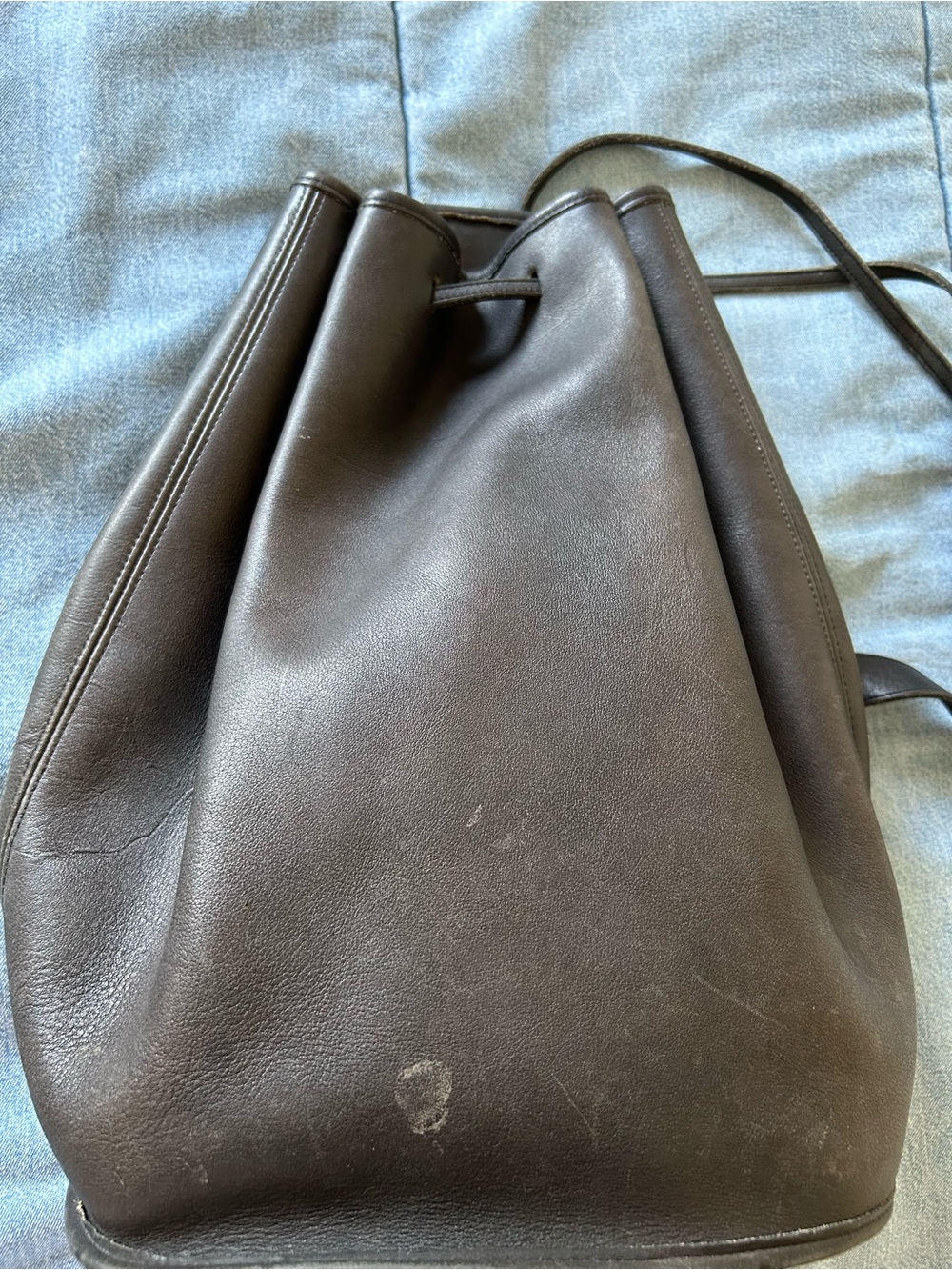 Coach Black Leather Drawstring Backpack - Picture 4 of 9